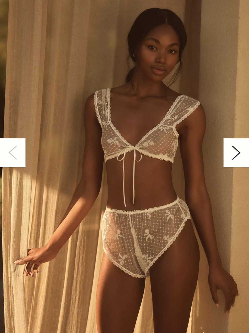 Kilo Brava | Anthropologie Sheer Mesh Bow Shorts in Ivory NWT